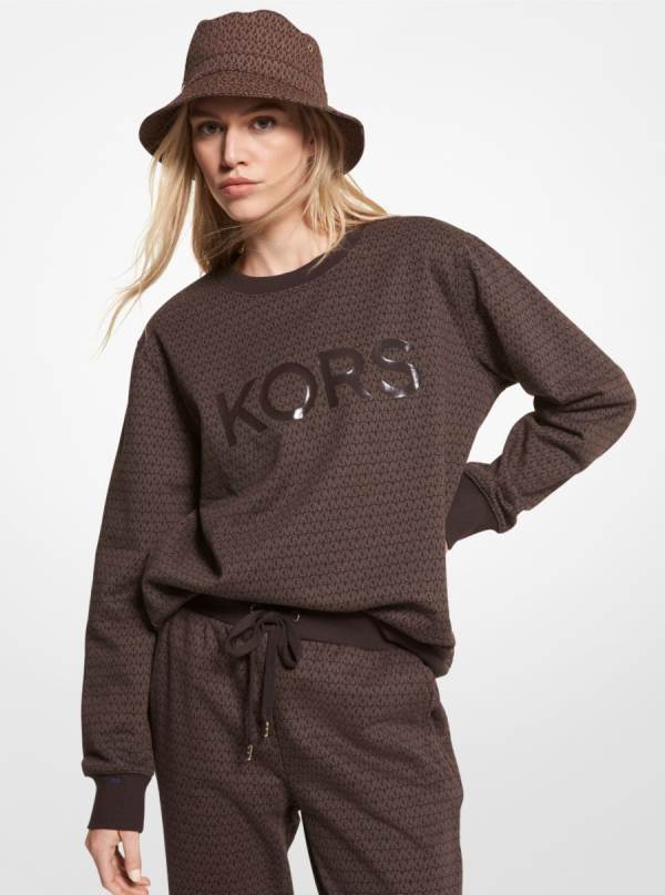 Damske Mikiny Michael Kors Logo Organic Cotton Blend Čokoláda - Oblecenie Michael Kors Outlet | MIKES-4671
